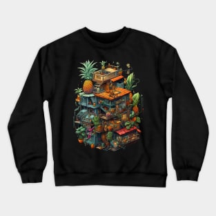 Crazy Pineaple Dream House Cool Isometric Game design Crewneck Sweatshirt